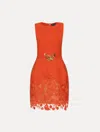 Oscar De La Renta Cherry Guipure Lace Mini Dress