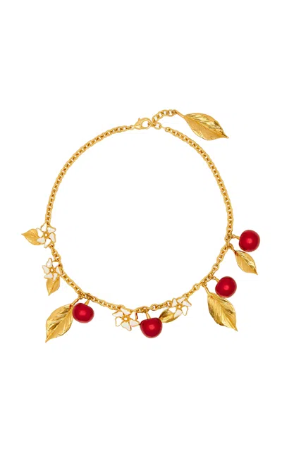 Oscar De La Renta Cherry Necklace In Red