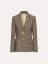 Oscar De La Renta Chevron Cashmere-blend Jacket In Neutral