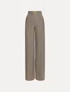 Oscar De La Renta Chevron Pattern Wool Trousers In Brown