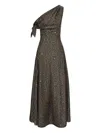 Oscar De La Renta Chevron-pattern Silk Twill Dress In Multi