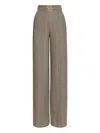 Oscar De La Renta Chevron Pattern Wool Trousers In Gray