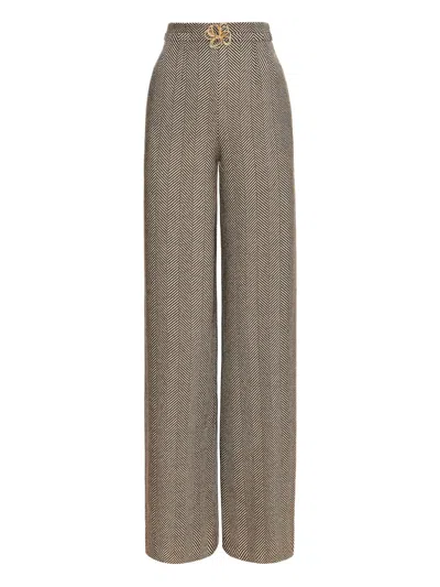 OSCAR DE LA RENTA CHEVRON PATTERN WOOL TROUSERS