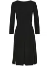 Oscar De La Renta Chiffon-inset Wool Dress In Black