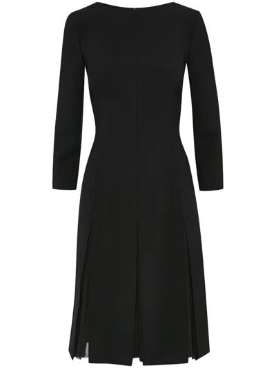 Oscar De La Renta Chiffon-inset Wool Dress In Black