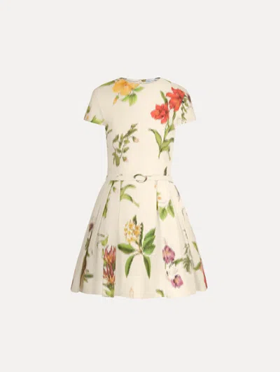 Oscar De La Renta Chin Dominican Mixed-floral Cotton Poplin Dress In Neutral
