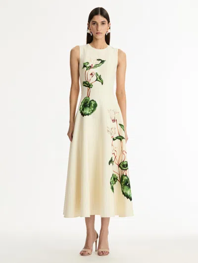 Oscar De La Renta Chine Cyclamen Wool Dress In Multi