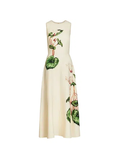 Oscar De La Renta Sleeveless Chine Cyclamen Day Dress In Neutral