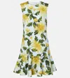 Oscar De La Renta Chrysanthemum Cotton Cloque Dress In Weiss