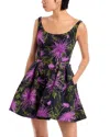 Oscar De La Renta Chrysanthemum-printed Mini Dress In Purple/navy