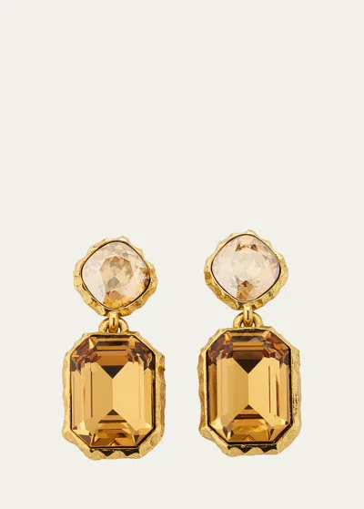 Oscar De La Renta Classic Crystal Drop Earrings In Yellow