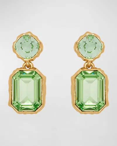 Oscar De La Renta Classic Crystal Drop Earrings In Green