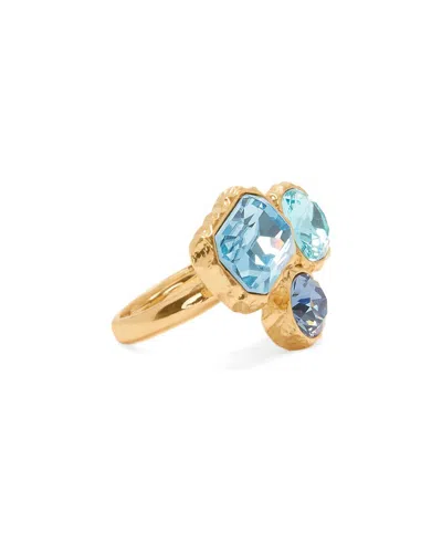 Oscar De La Renta Classic Crystal Ring In Green