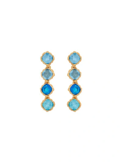 Oscar De La Renta Classic Crystal Strand Earrings In Blue
