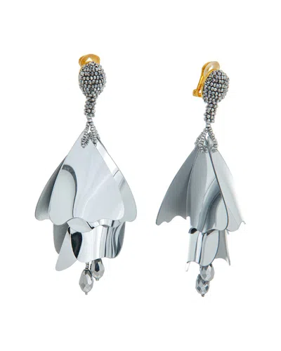 Oscar De La Renta Classic Large Impatiens Earrings In Metallic