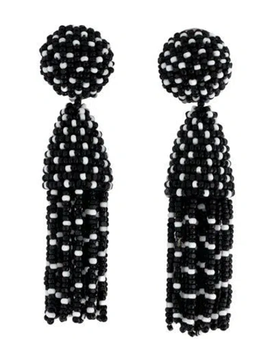 Pre-owned Oscar De La Renta Classic Short Tassel Clip On Earrings In Multi
