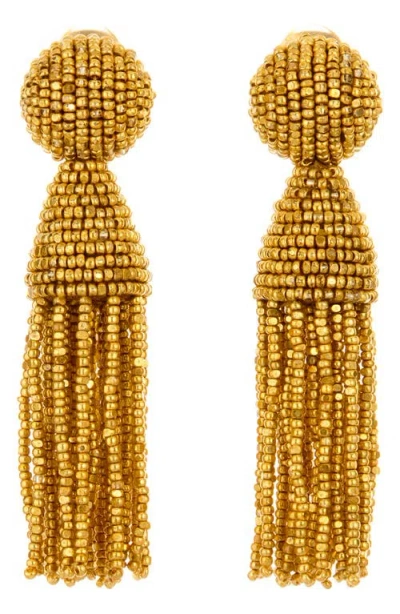 Oscar De La Renta Classic Short Tassel Drop Clip Earrings