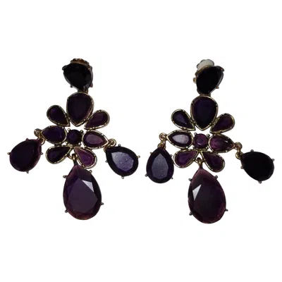 Oscar De La Renta Clip-on Chandelier Earrings Purple Brass