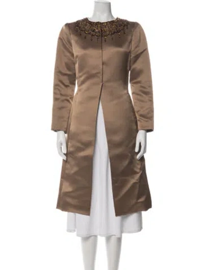 Pre-owned Oscar De La Renta Coat In Brown