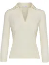 Oscar De La Renta Polo Collared Pullover In Weiss
