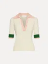 Oscar De La Renta Color Block Polo Pullover