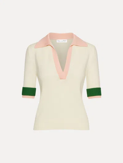 Oscar De La Renta Color Block Polo Pullover