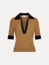 Oscar De La Renta Poloshirt In Colour-block-optik In Brown