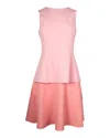 Oscar De La Renta Color-block Tiered Dress In Pink Lana Vergine In Pink