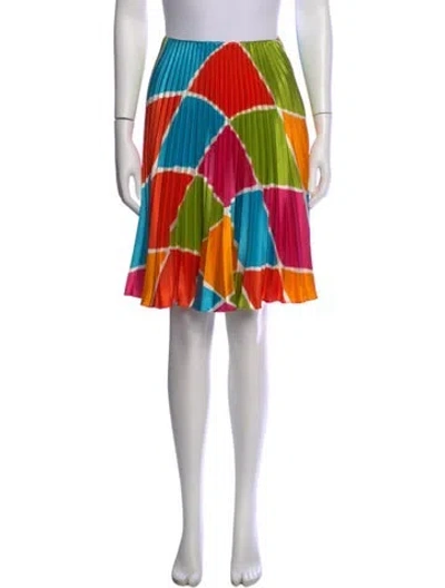 Pre-owned Oscar De La Renta Colorblock Pattern Mini Skirt In Orange