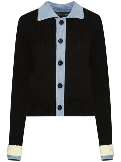 Oscar De La Renta Cardigan In Colour-block-optik In Schwarz