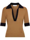 Oscar De La Renta Poloshirt In Colour-block-optik In Braun