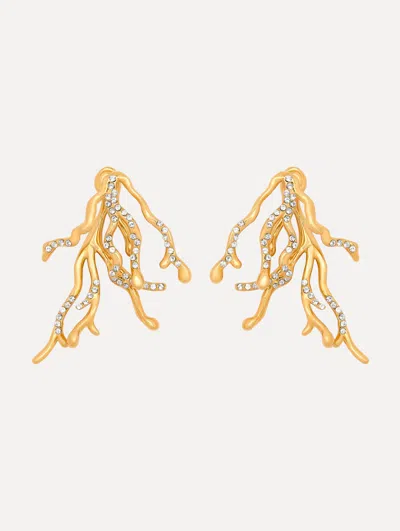 Oscar De La Renta Coral & Gold Drops Earrings