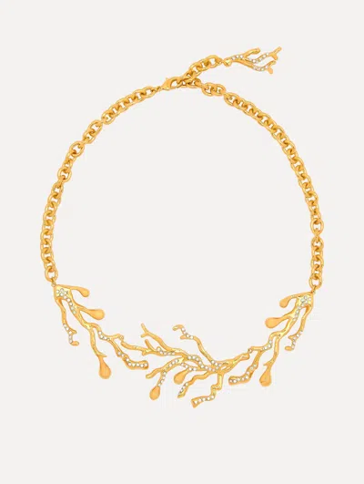 Oscar De La Renta Coral & Gold Drops Necklace