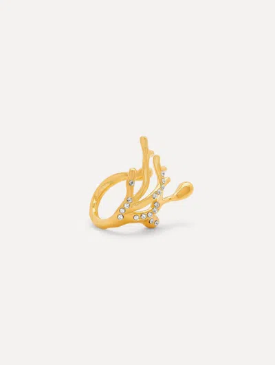 Oscar De La Renta Coral & Gold Drops Ring