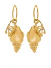 Oscar De La Renta Coral & Shell Hoop Earrings In Gold