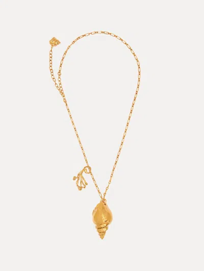 Oscar De La Renta Coral & Shell Pendant Necklace In Gold
