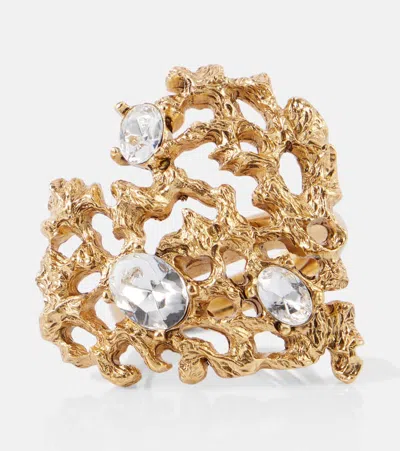 Oscar De La Renta Coral Heart Embellished Ring In Gold