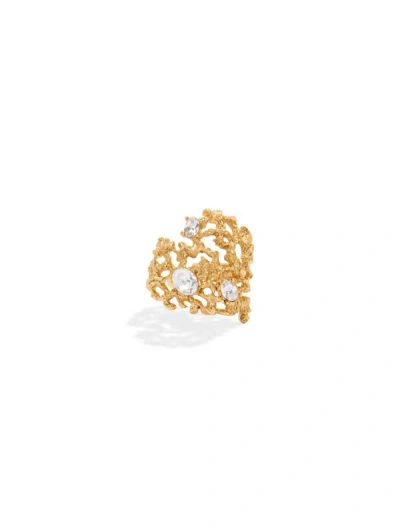 Oscar De La Renta Coral Heart Ring In Crystal