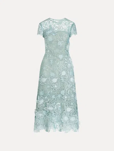 Oscar De La Renta Corded Botanical Guipure Dress In Multi