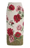Oscar De La Renta Cotton-blend Jacquard Midi Skirt In Multi