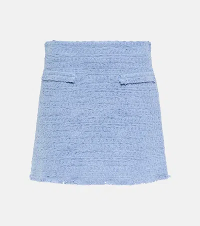 Oscar De La Renta Cotton-blend Miniskirt In Tanzanite