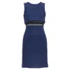 Oscar De La Renta Cotton Blend Tweed Layered Dress In Blue