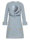 Oscar De La Renta Cotton Mini Dress In Gray