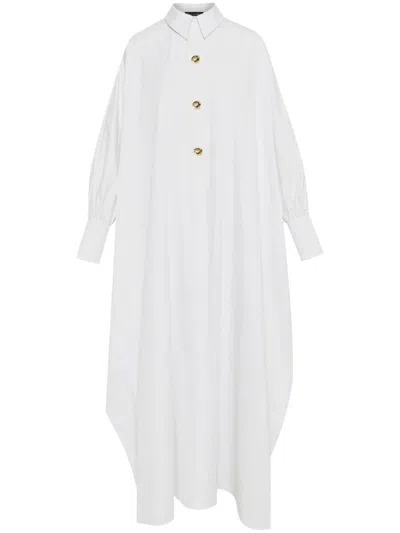 Oscar De La Renta Cotton Poplin Dress In White