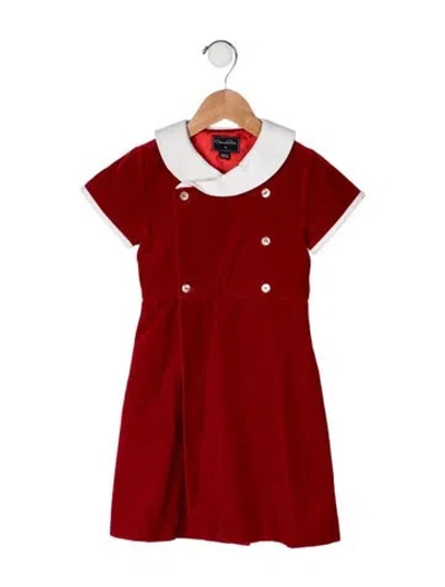 Pre-owned Oscar De La Renta Babies' Cotton Short Sleeve Dress In Red