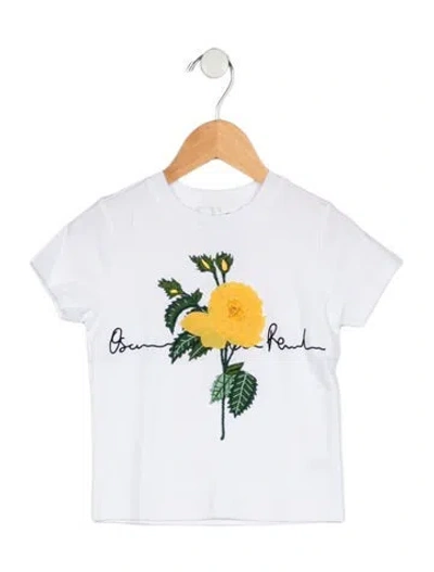 Pre-owned Oscar De La Renta Babies' Cotton White Graphic Short Sleeve T-shirt  W/tags