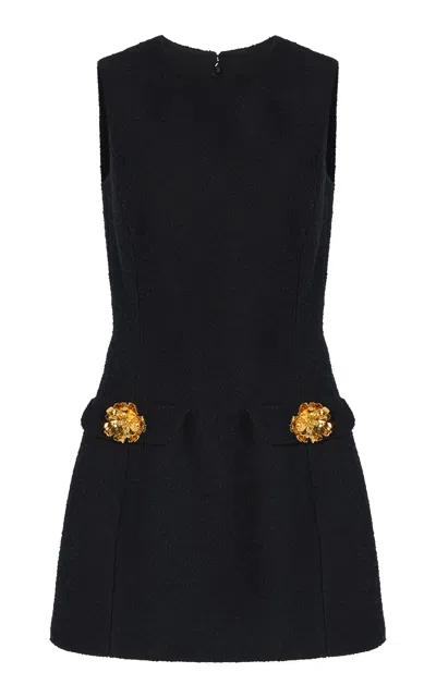 Oscar De La Renta Cotton-wool Tweed Mini Dress In Black