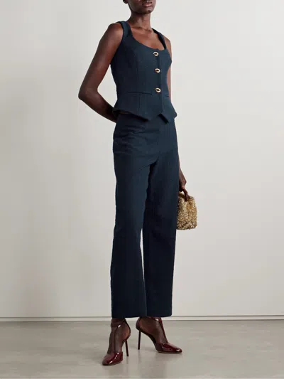 Oscar De La Renta Cotton-blend Bouclé-tweed Vest In Blue