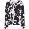 Oscar De La Renta Cow Print Cotton Blend Cardigan In Multi