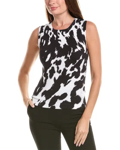Oscar De La Renta Cow Print Tank In Black